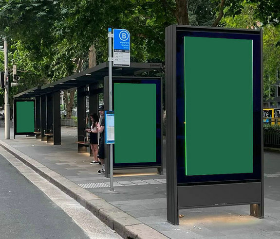 定制智能铝型材公车站候车亭广告牌灯箱公车站