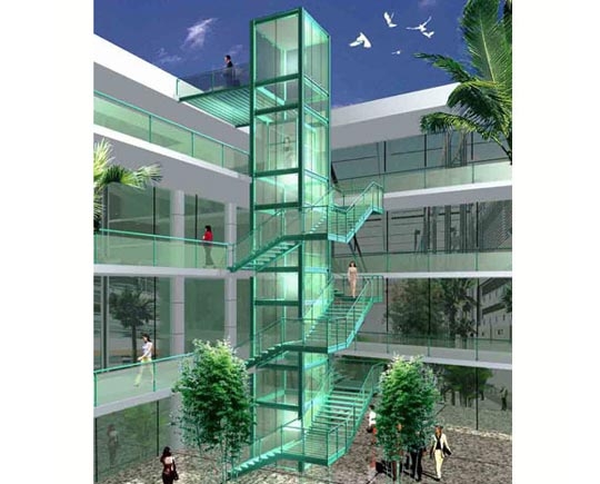 Commercial construction steel elevator shaft